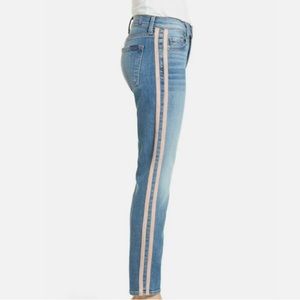 7 For All Mankind Roxanne Pink Stripe Ankle Jean